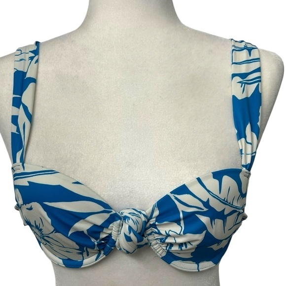Shade & Shore White & Blue Lightly Lined Bikini Top - Size 32 B - Picture 2 of 10